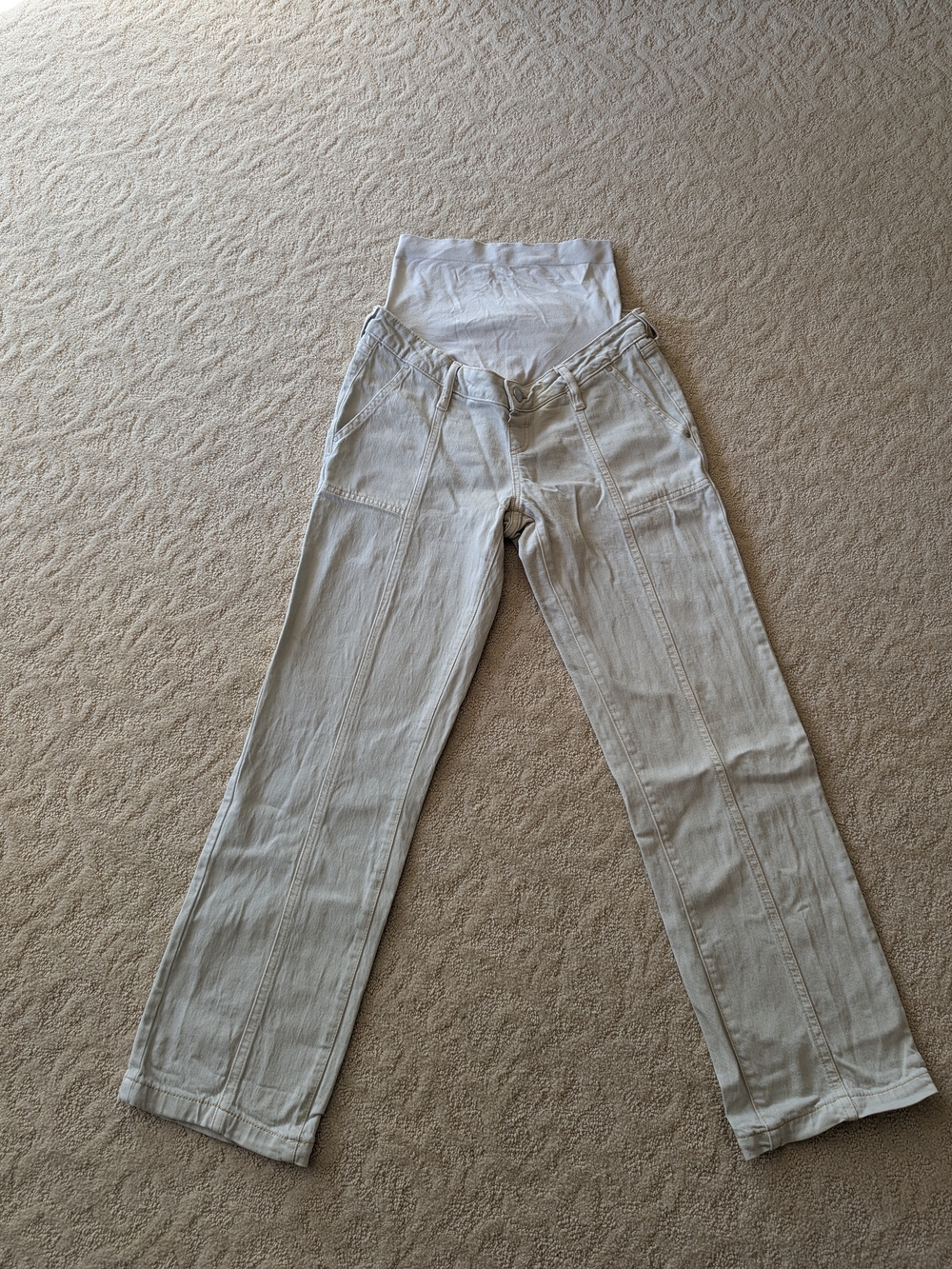 Seraphine Light Beige Maternity Pants with Panel
